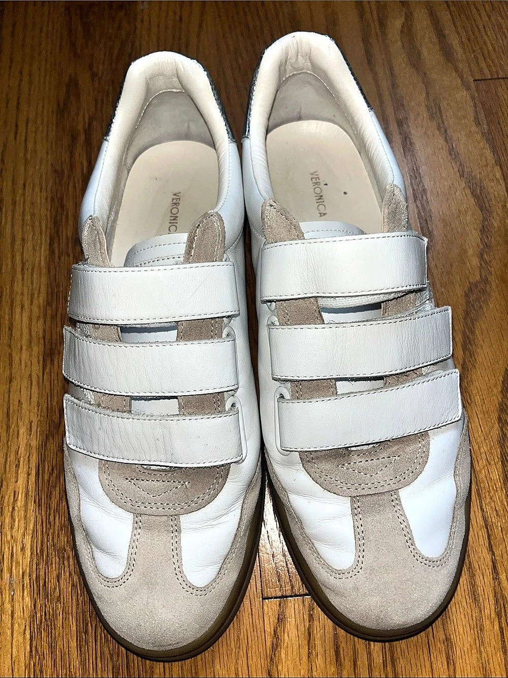 Veronica Beard Reagan Sneaker Velcro Sneakers in White & Silver